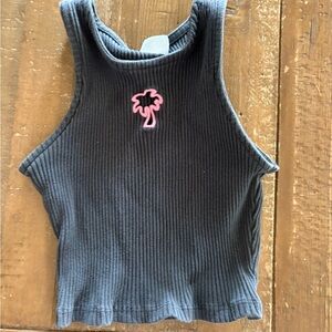 Zara Gray Ribbed Tank with Pink Detail